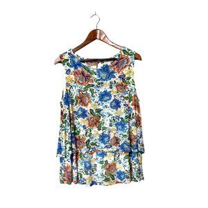 Floral Sleeveless Layered Top By EST. 1946 Large Polyester/Spandex Blend